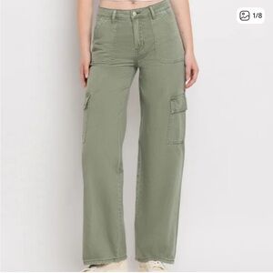 Vervet High Rise Utility Cargo Wide Leg Jeans